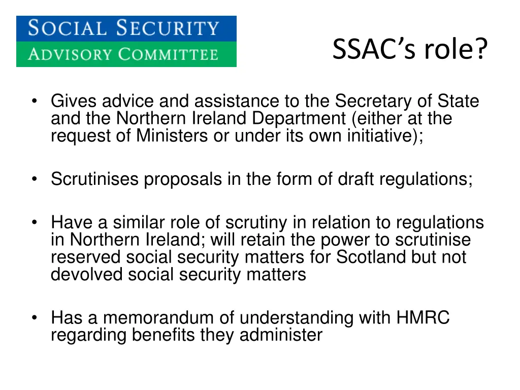 ssac s role
