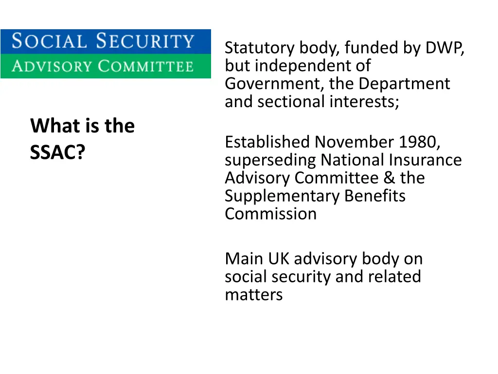 statutory body funded by dwp but independent