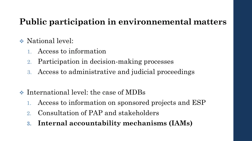 public participation in environnemental matters