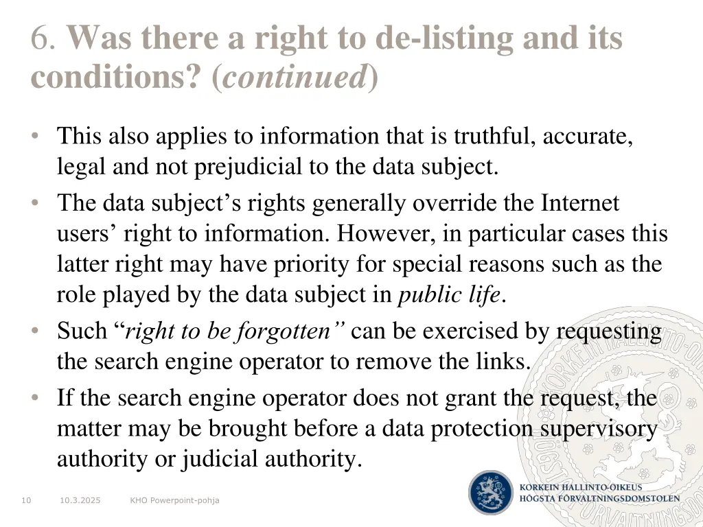 6 was there a right to de listing 1