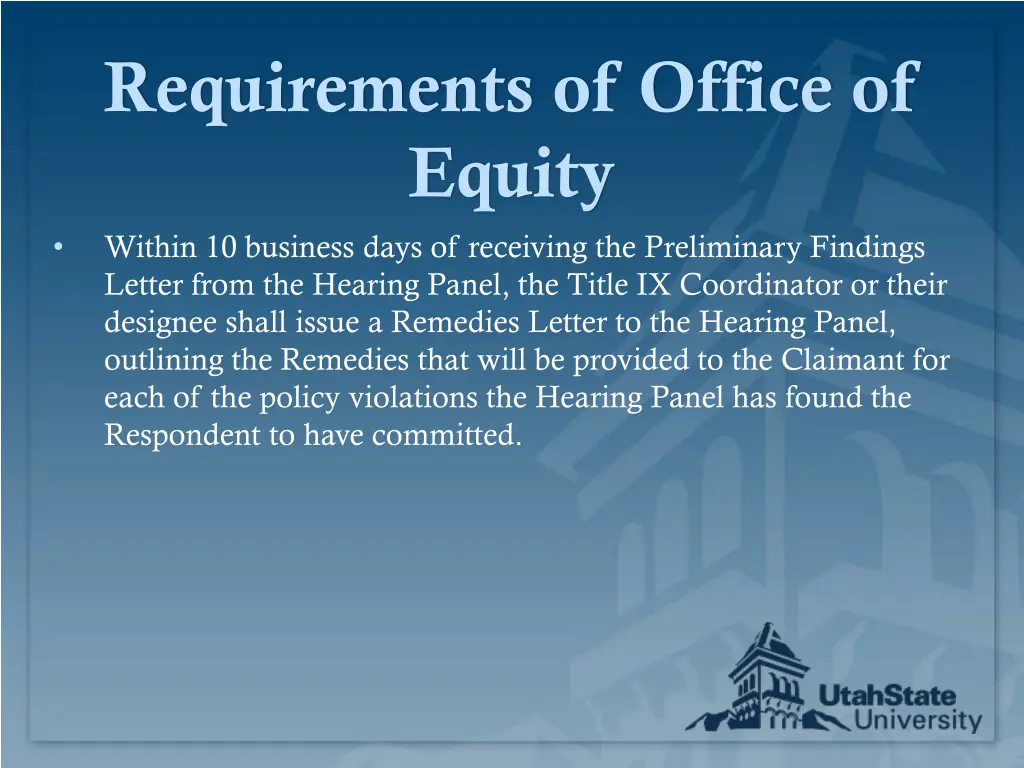requirements of office of equity within