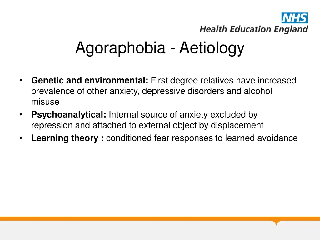 agoraphobia aetiology