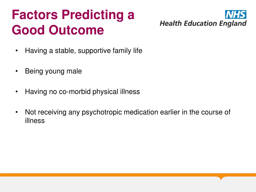 factors predicting a good outcome