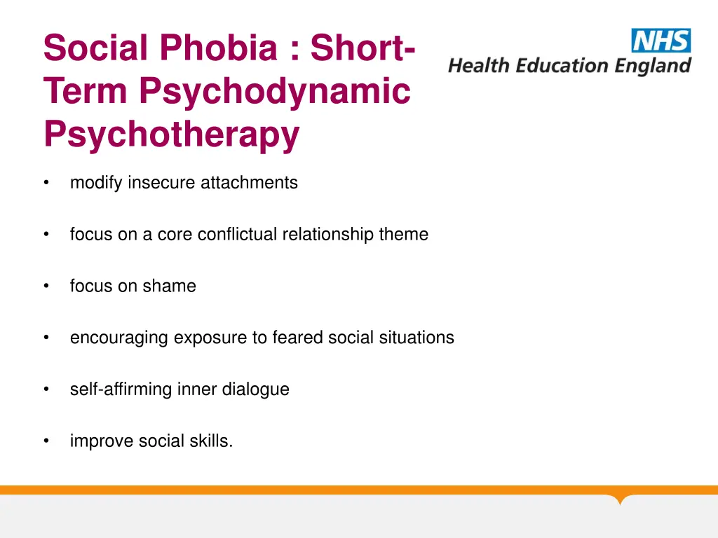 social phobia short term psychodynamic