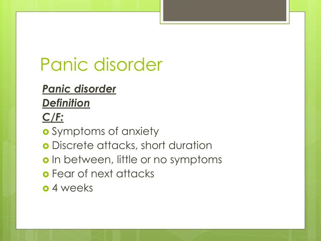 panic disorder