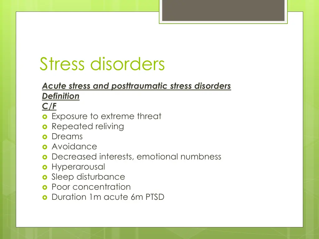 stress disorders