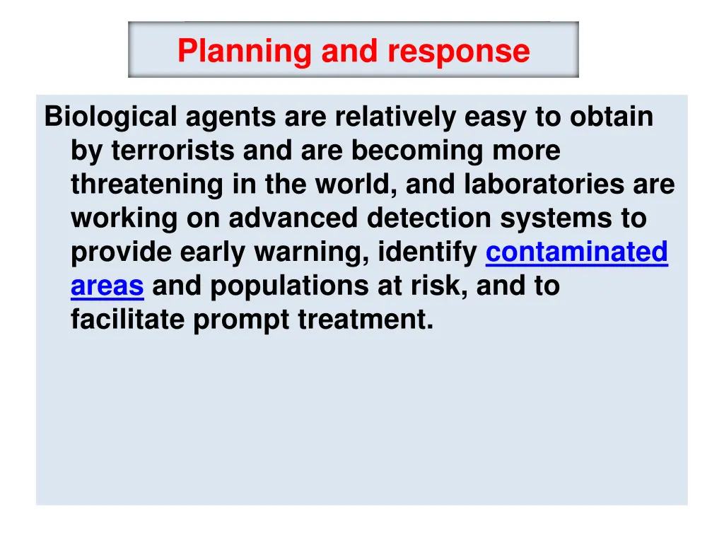 preparedness planning and response