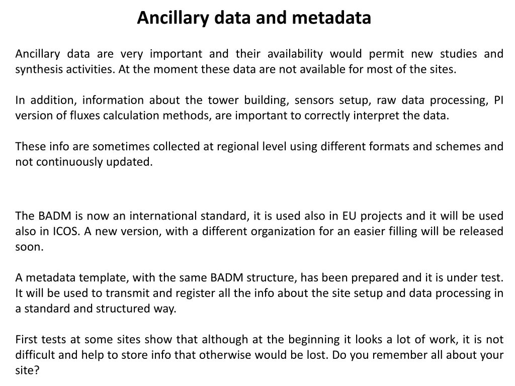 ancillary data and metadata