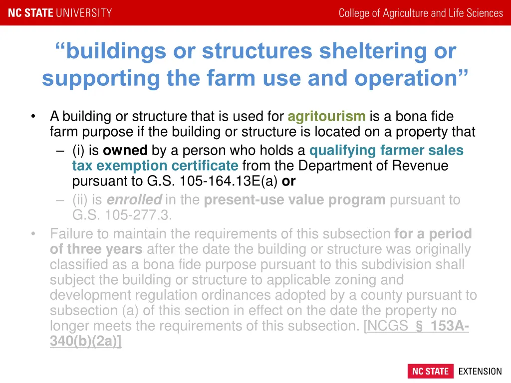 buildings or structures sheltering or supporting 1