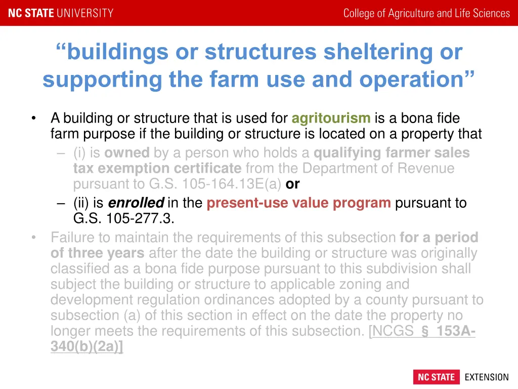 buildings or structures sheltering or supporting 2