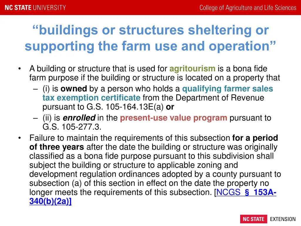 buildings or structures sheltering or supporting