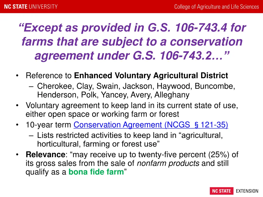 except as provided in g s 106 743 4 for farms