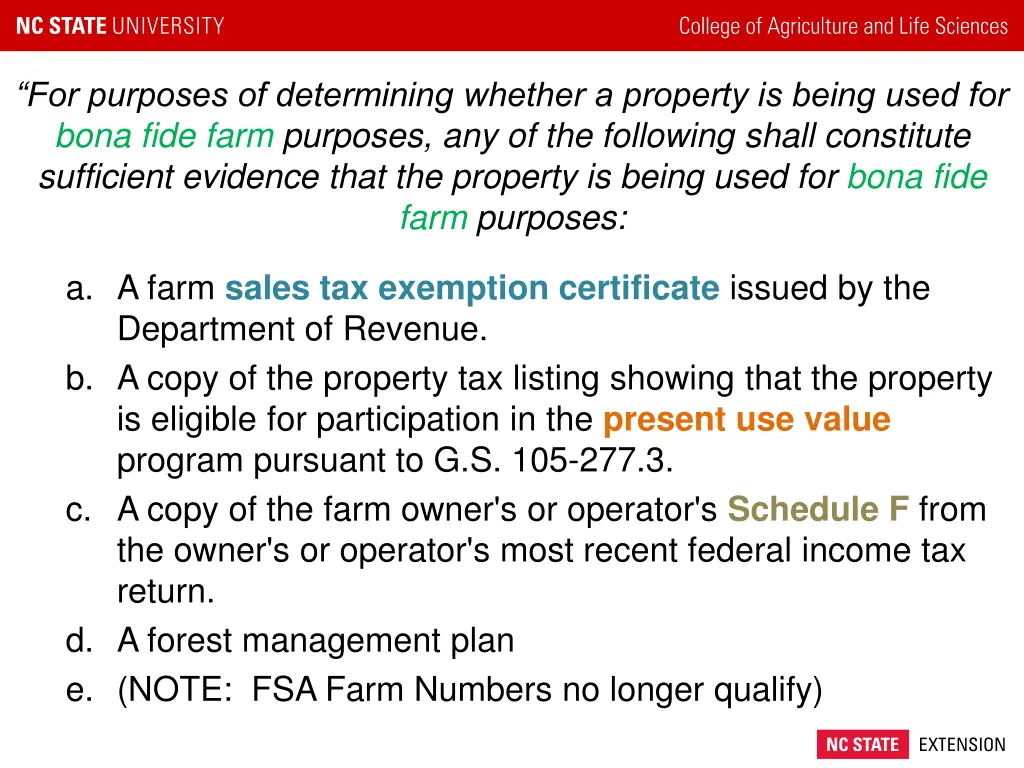 for purposes of determining whether a property