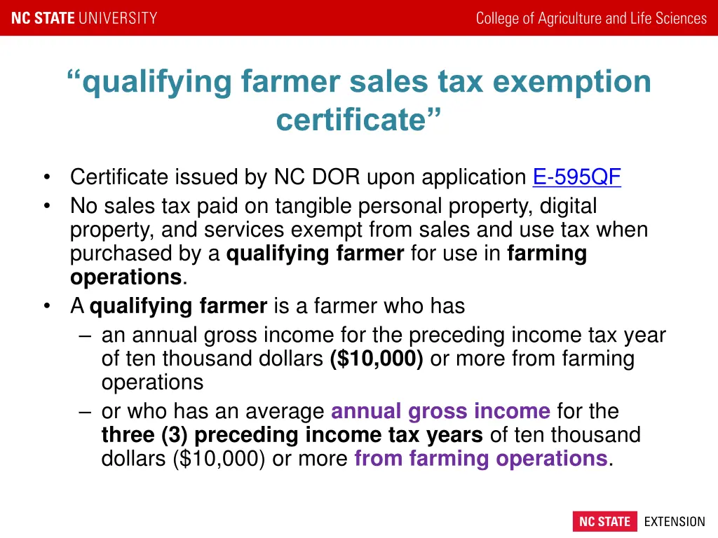 qualifying farmer sales tax exemption certificate