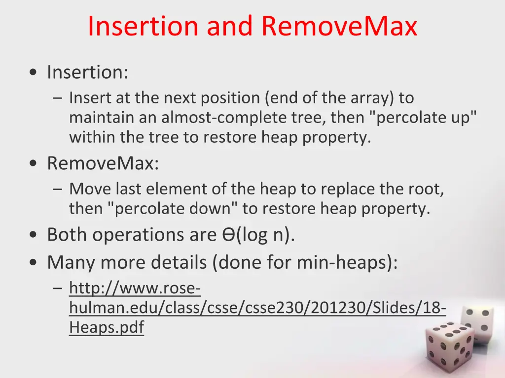 insertion and removemax
