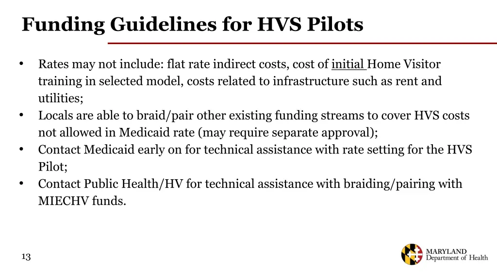 funding guidelines for hvs pilots