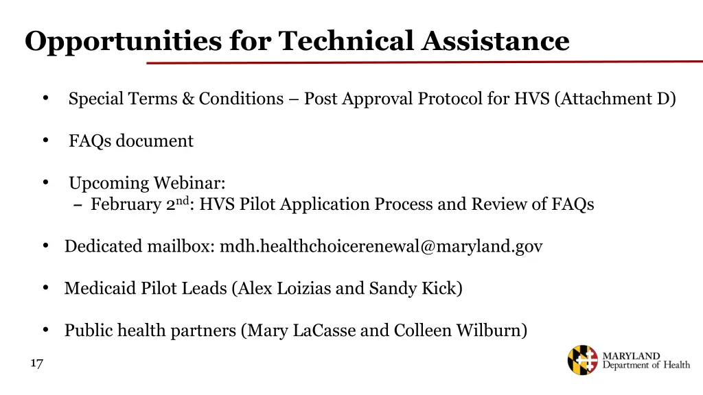 opportunities for technical assistance