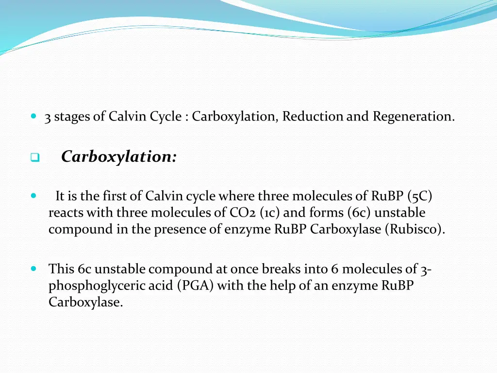 3 stages of calvin cycle carboxylation reduction