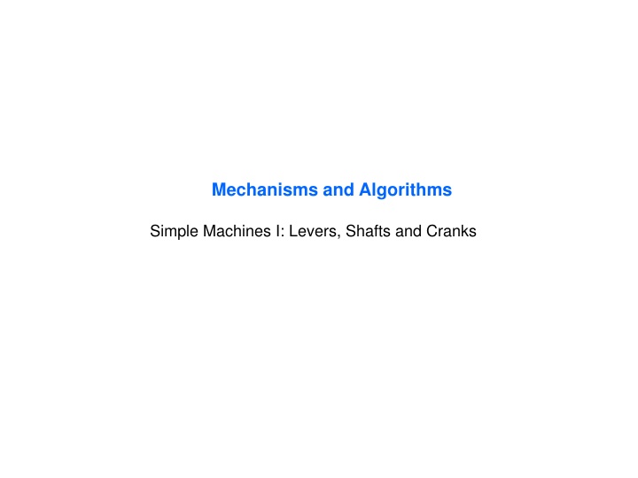 mechanisms and algorithms