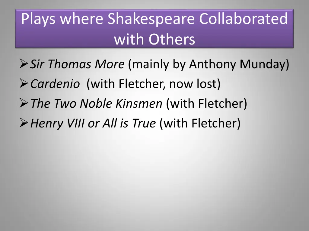 plays where shakespeare collaborated with others