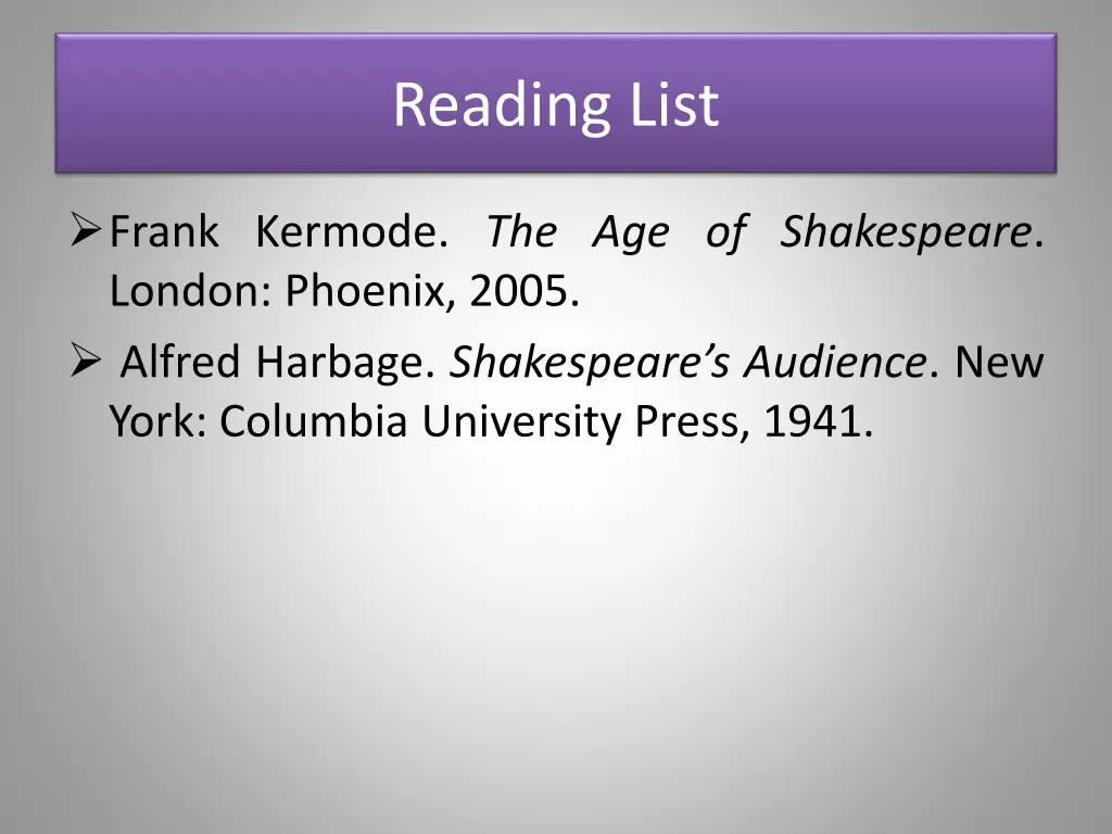 reading list