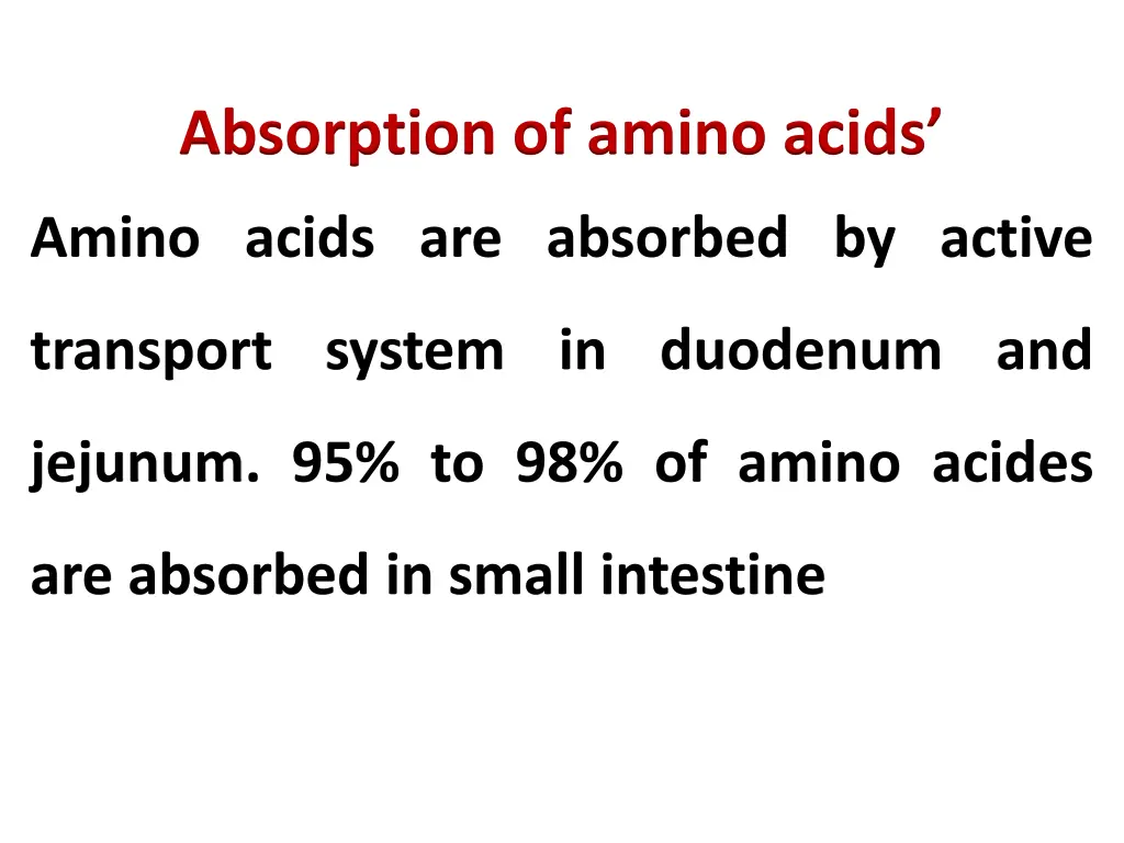 a bsorption of amino acids