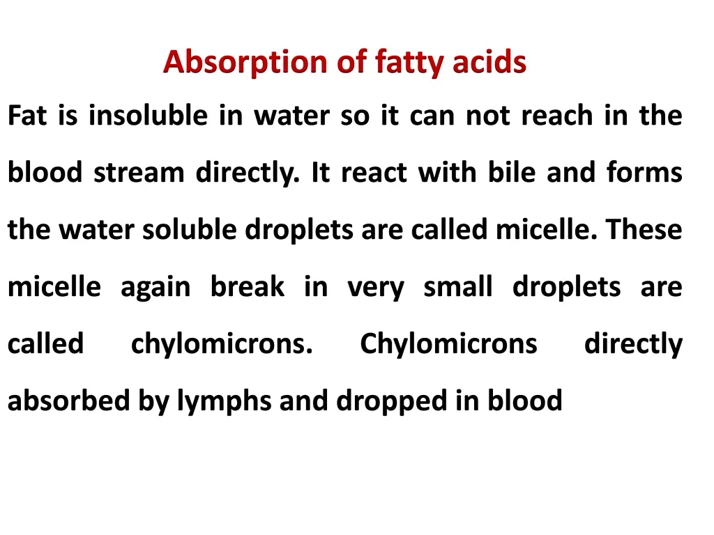 absorption of fatty acids