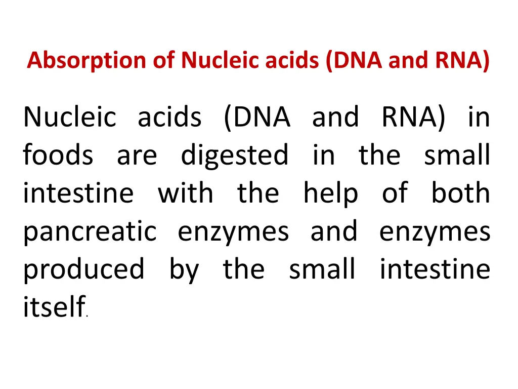 absorption of nucleic acids dna and rna