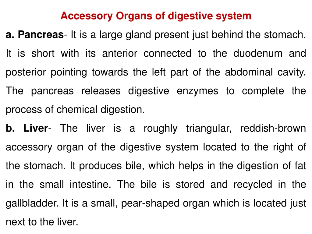accessory organs of digestive system