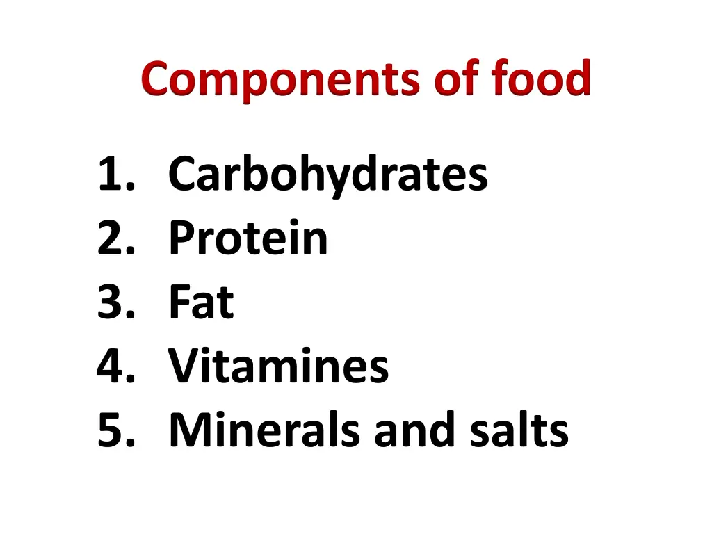 components of food