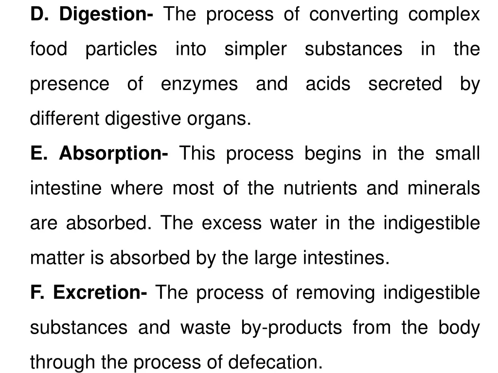 d digestion the process of converting complex