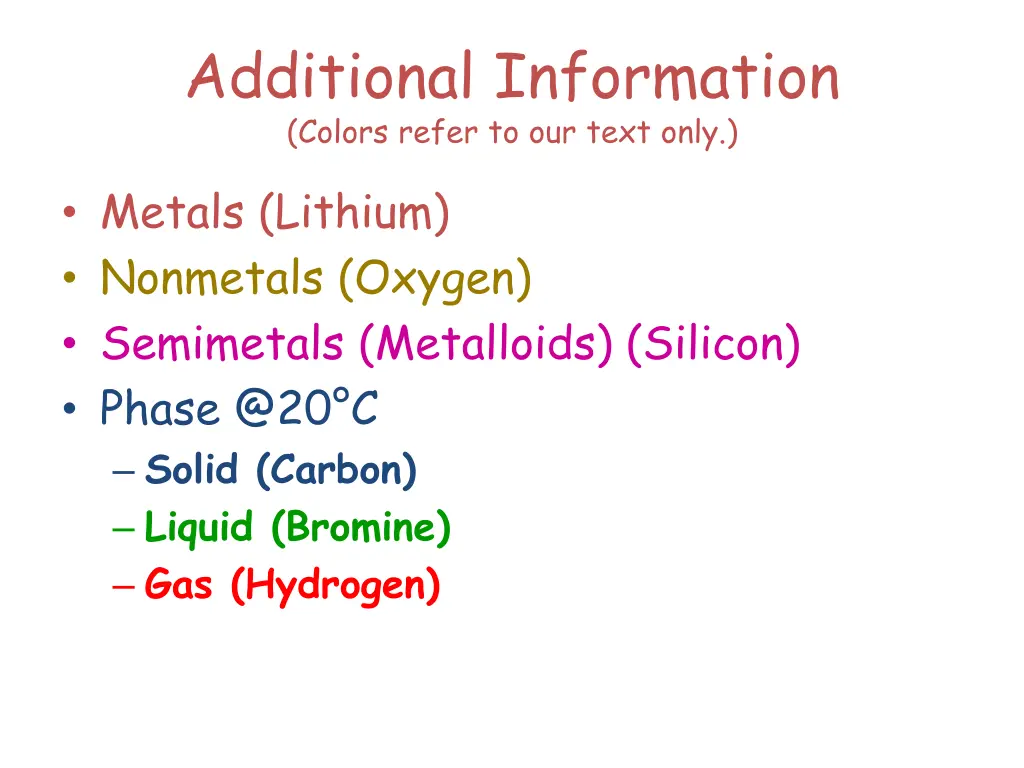additional information colors refer to our text