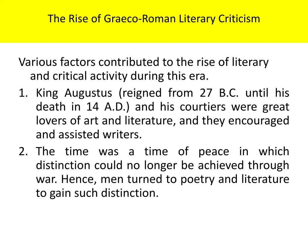 the rise of graeco roman literary criticism 1