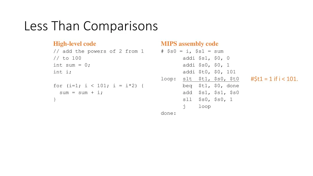 less than comparisons