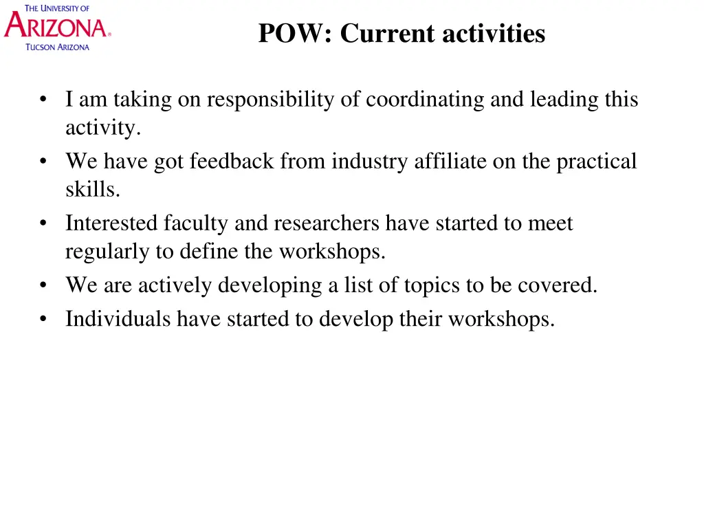 pow current activities