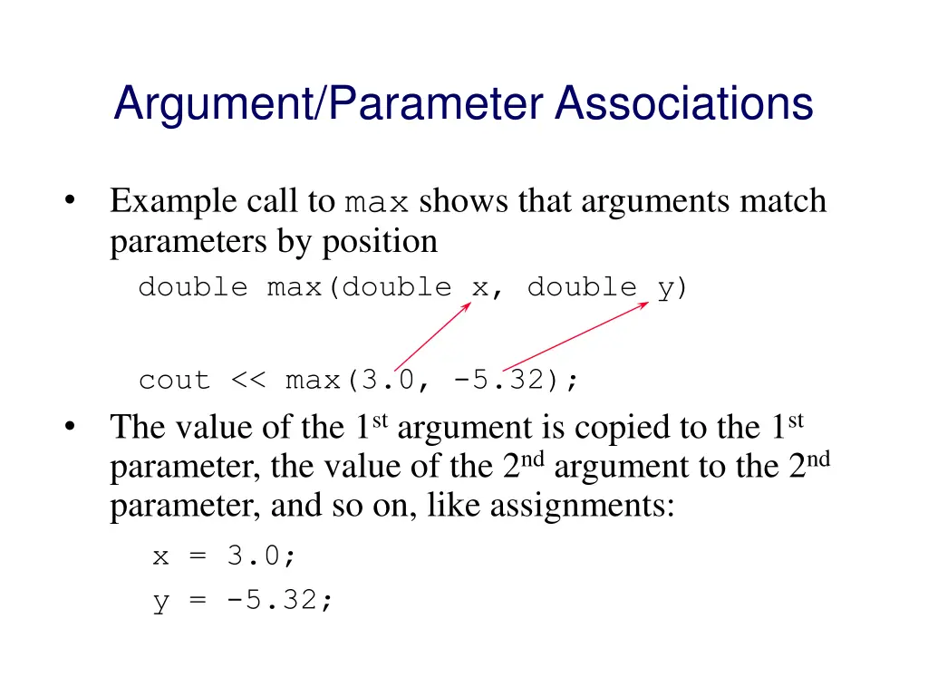 argument parameter associations