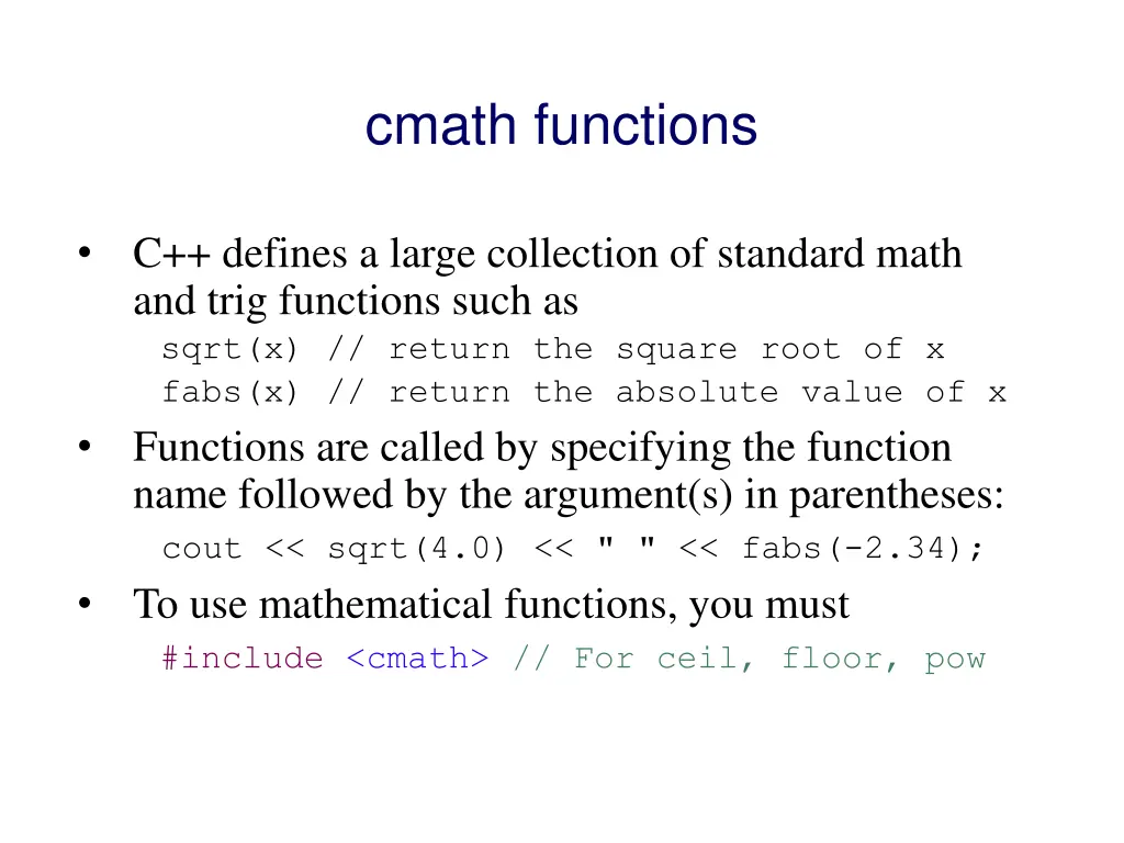 cmath functions