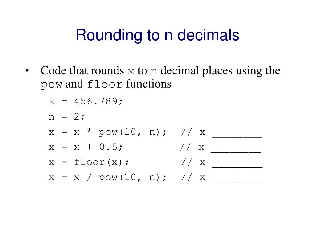 rounding to n decimals