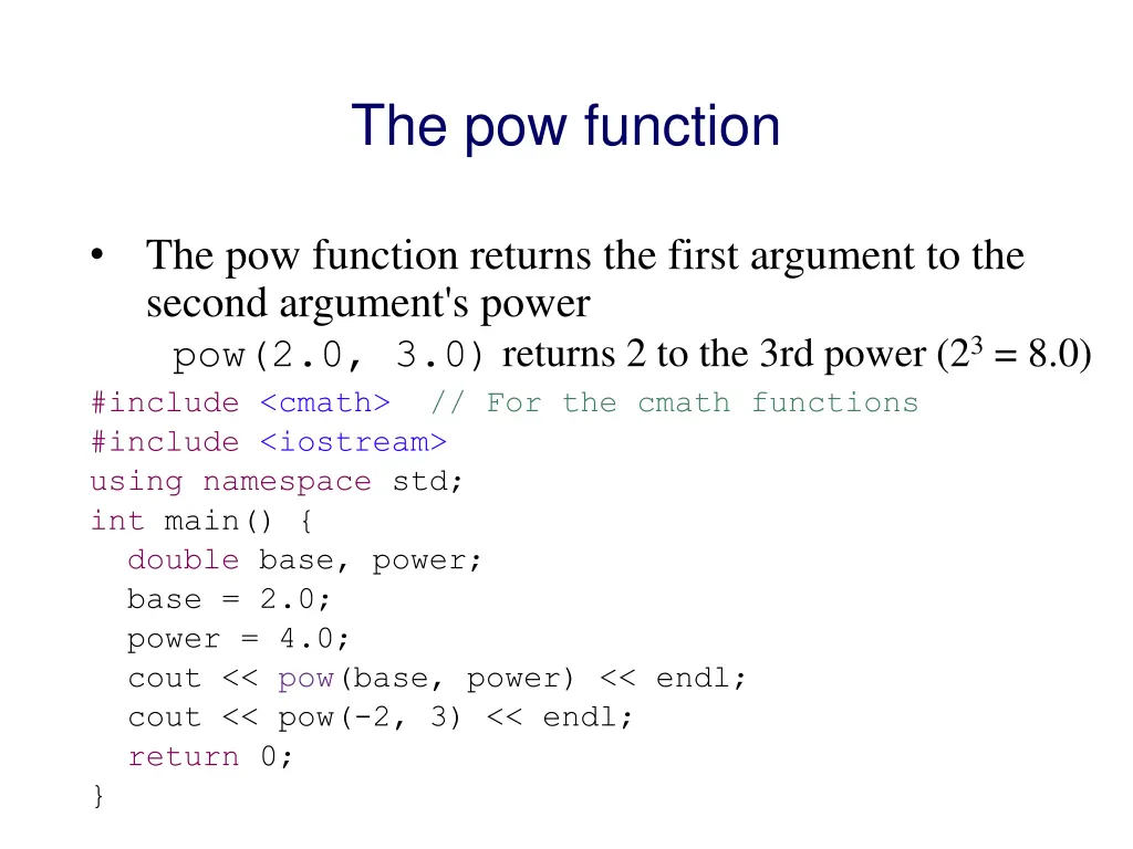 the pow function