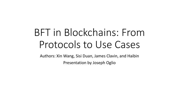 bft in blockchains from protocols to use cases