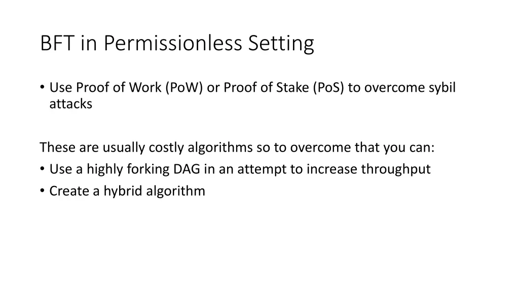 bft in permissionless setting