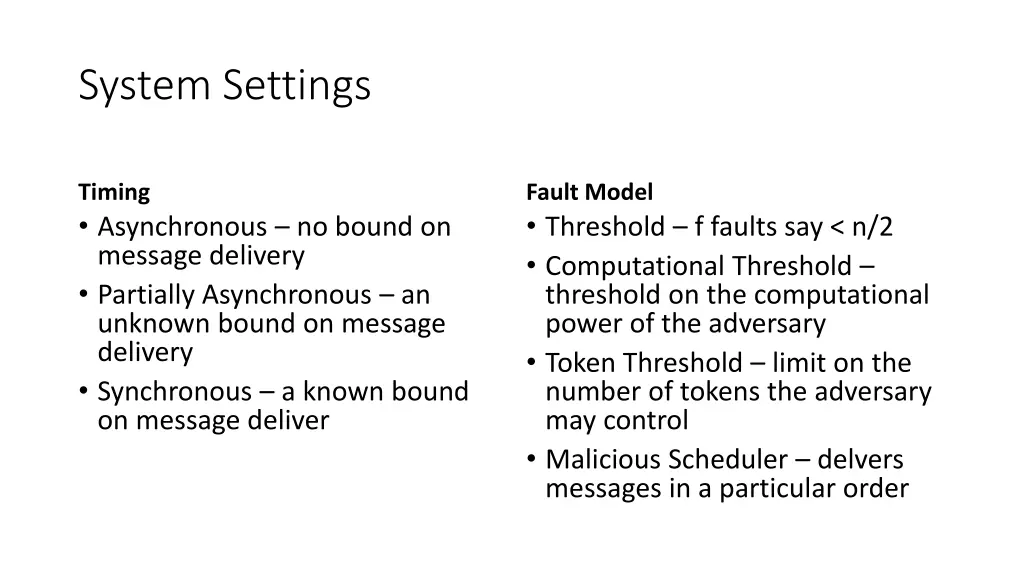 system settings