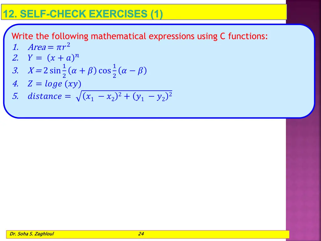 12 self check exercises 1