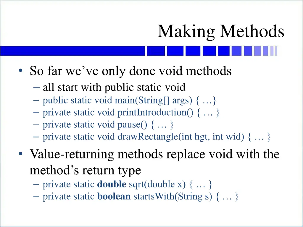 making methods