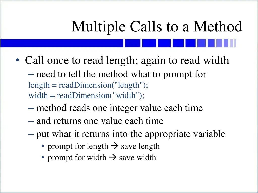 multiple calls to a method