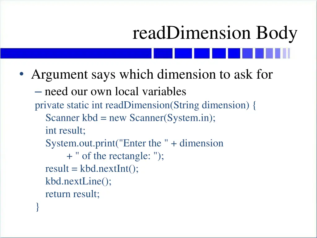 readdimension body