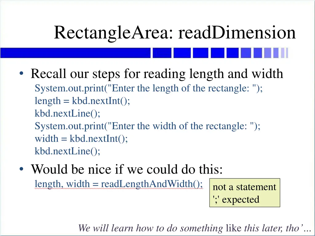 rectanglearea readdimension