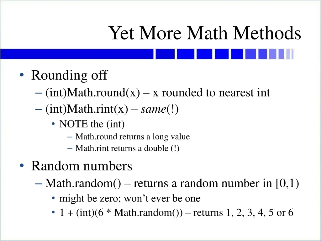 yet more math methods