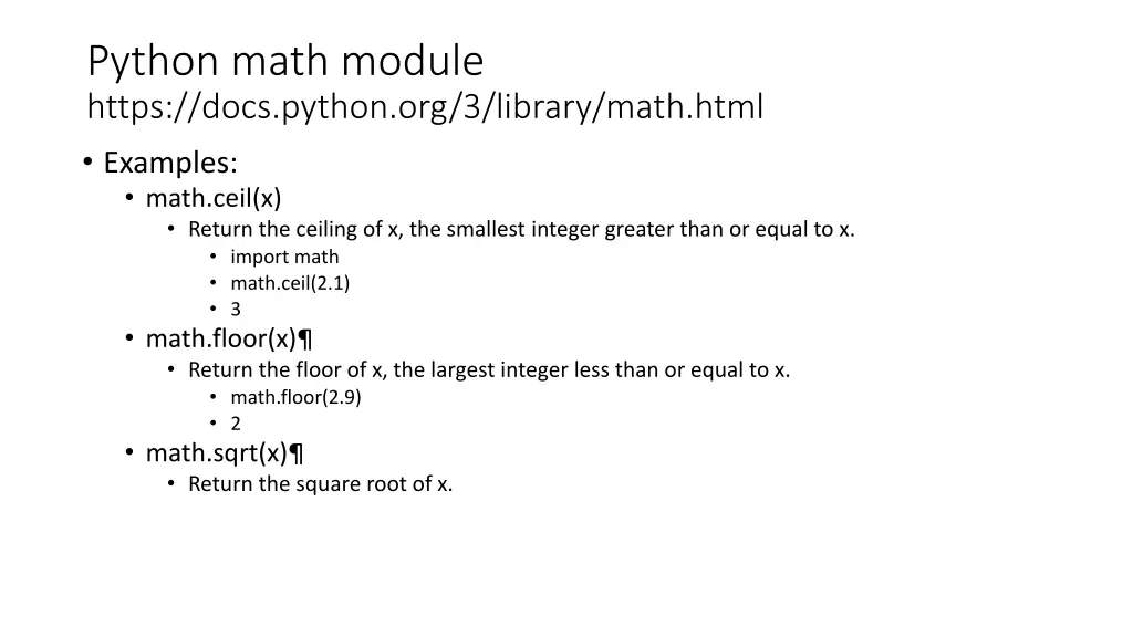 python math module https docs python