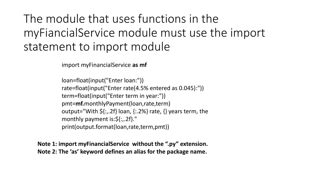 the module that uses functions
